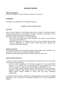 REFEREE's REPORT Title of the Paper