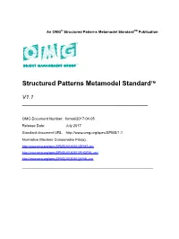 Structured Patterns Metamodel Standardtm Publication