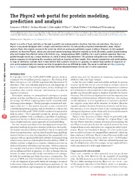 The Phyre2 Web Portal for Protein Modeling, Prediction and Analysis