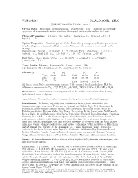 Volborthite Cu3v2o7(OH)2 • 2H2O C 2001-2005 Mineral Data Publishing, Version 1