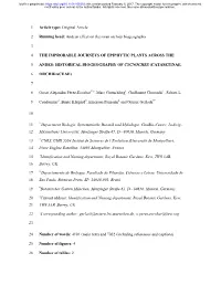 Andean Effect on the Swan Orchids Biogeography 2 3 the IMPROBABLE JOURNEYS OF