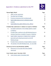Appendix 2: Evidence Submitted to the FFP