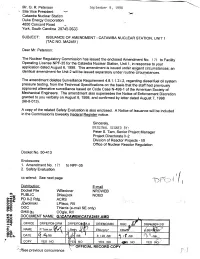 Catawba Unit 1, License Amendment 171 Deleting Surveillance