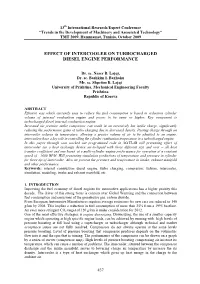 Effect of Intercooler on Turbocharged Diesel Engine Performance