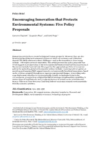 Encouraging Innovation That Protects Environmental Systems: Five Policy Proposals." Hepburn, Cameron, Jacquelyn Pless, and David Popp