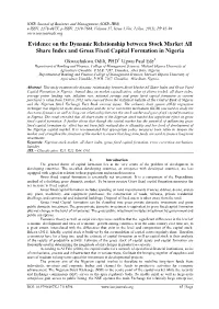 Evidence on the Dynamic Relationship Between Stock Market All Share Index and Gross Fixed Capital Formation in Nigeria