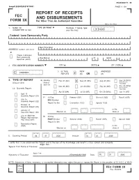 Fec Form 3X Report of Receipts and Disbursements
