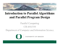 Parallel Algorithms and Parallel Program Design