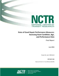 State of Good Repair Performance Measures: Assessing Asset Condition, Age, and Performance Data Final Report