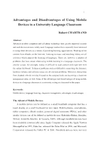 Advantages and Disadvantages of Using Mobile Devices in a University Language Classroom