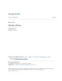 Archive Notes David B