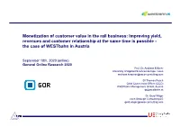 Monetization of Customer Value in the Rail Business