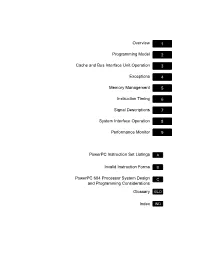 Overview Programming Model Cache and Bus Interface Unit Operation