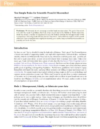Ten Simple Rules for Scientific Fraud & Misconduct