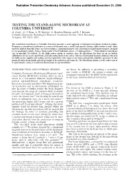 Testing the Stand-Alone Microbeam at Columbia University G