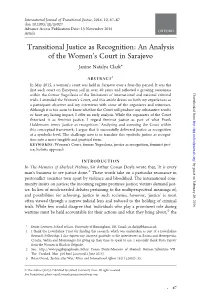 Transitional Justice As Recognition: an Analysis of the Women's Court In