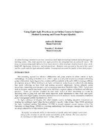 Using Eight Agile Practices in an Online Course to Improve Student Learning and Team Project Quality