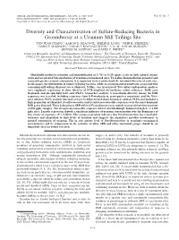 Diversity and Characterization of Sulfate-Reducing Bacteria in Groundwater at a Uranium Mill Tailings Site YUN-JUAN CHANG,1 AARON D