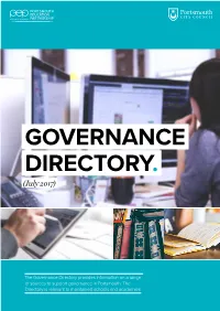 GOVERNANCE DIRECTORY. (July 2017)