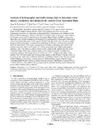 Analysis of Hydrographic and Stable Isotope Data to Determine Water Masses, Circulation, and Mixing in the Eastern Great Australian Bight Laura E