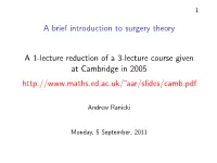 Introduction to Surgery Theory