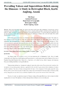 Prevailing Taboos and Superstitious Beliefs Among the Dimasas: a Study in Howraghat Block, Karbi Anglong, Assam