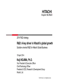 R&D: a Key Driver in Hitachi's Global Growth