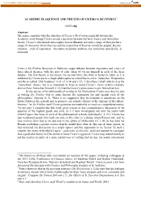 Academic Eloquence and the End of Cicero's De Finibus