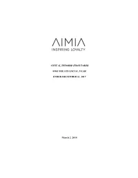 Annual Information Form for the Financial Year