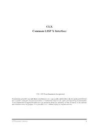 CLX — Common LISP X Interface