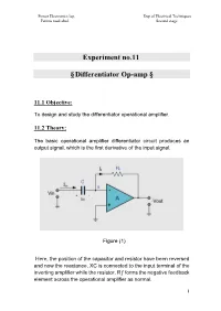 Experiment No.11 §Differentiator Op-Amp §