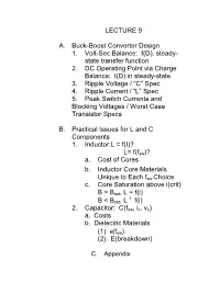 LECTURE 9 A. Buck-Boost Converter Design 1. Volt-Sec Balance: F(D)