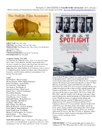 Tom Mccarthy: SPOTLIGHT (2015, 129 Min.) Online Versions of the Goldenrod Handouts Have Color Images & Hot Links