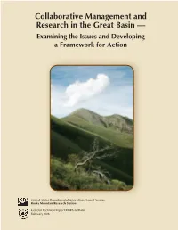 Collaborative Management and Research in the Great Basin — Examining the Issues and Developing a Framework for Action
