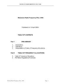 Frequency Plan, 2004