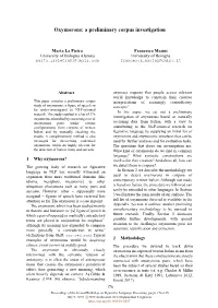 Oxymorons: a Preliminary Corpus Investigation