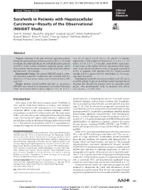 Sorafenib in Patients with Hepatocellular Carcinoma—Results of the Observational INSIGHT Study Tom M