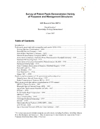 Survey of Patent Pools Demonstrates Variety of Purposes and Management Structures