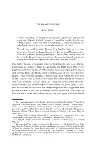 TRANSLATING WEBER Keith Tribe1 Max Weber Became A