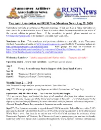 Van Arty Association and RUSI Van Members News Aug 25, 2020