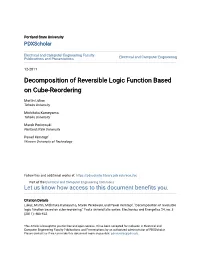 Decomposition of Reversible Logic Function Based on Cube-Reordering