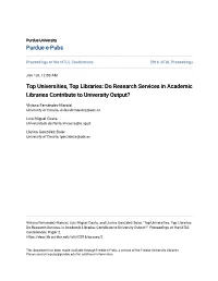 Do Research Services in Academic Libraries Contribute to University Output?