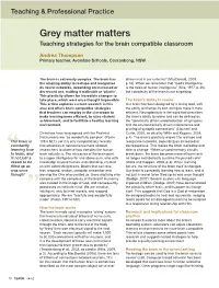 Grey Matter Matters: Teaching Strategies for the Brain Compatible