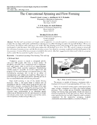 The Conventional Spinning and Flow Forming Essam K