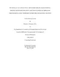 The Efficacy of a Dialectical Behavior Therapy-Based Journal