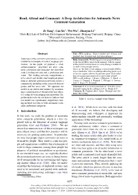 A Deep Architecture for Automatic News Comment Generation