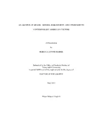 An Archive of Shame: Gender, Embodiment, and Citizenship In