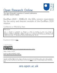 Exomars 2020 – AMELIA: the EDL Science Experiment for the Entry and Descent Module of the Exomars 2020 Mission Conference Or Workshop Item