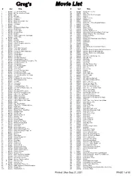 Greg's Movie List