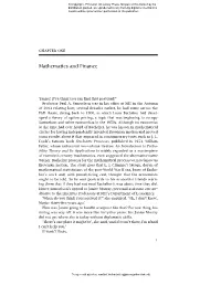 Mathematics and Finance
